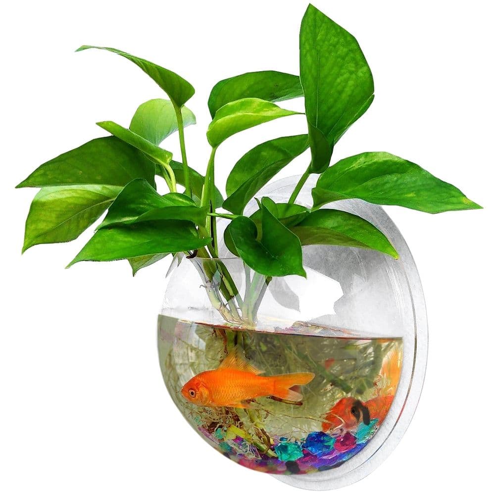 23 cm Wall Fish Bowl Wall Mounted Fish Tank, Hanging Clear Acrylic Fish Bubble Flower Plant Pot Aquarium Wall Decor for Home, photo 1 of 5