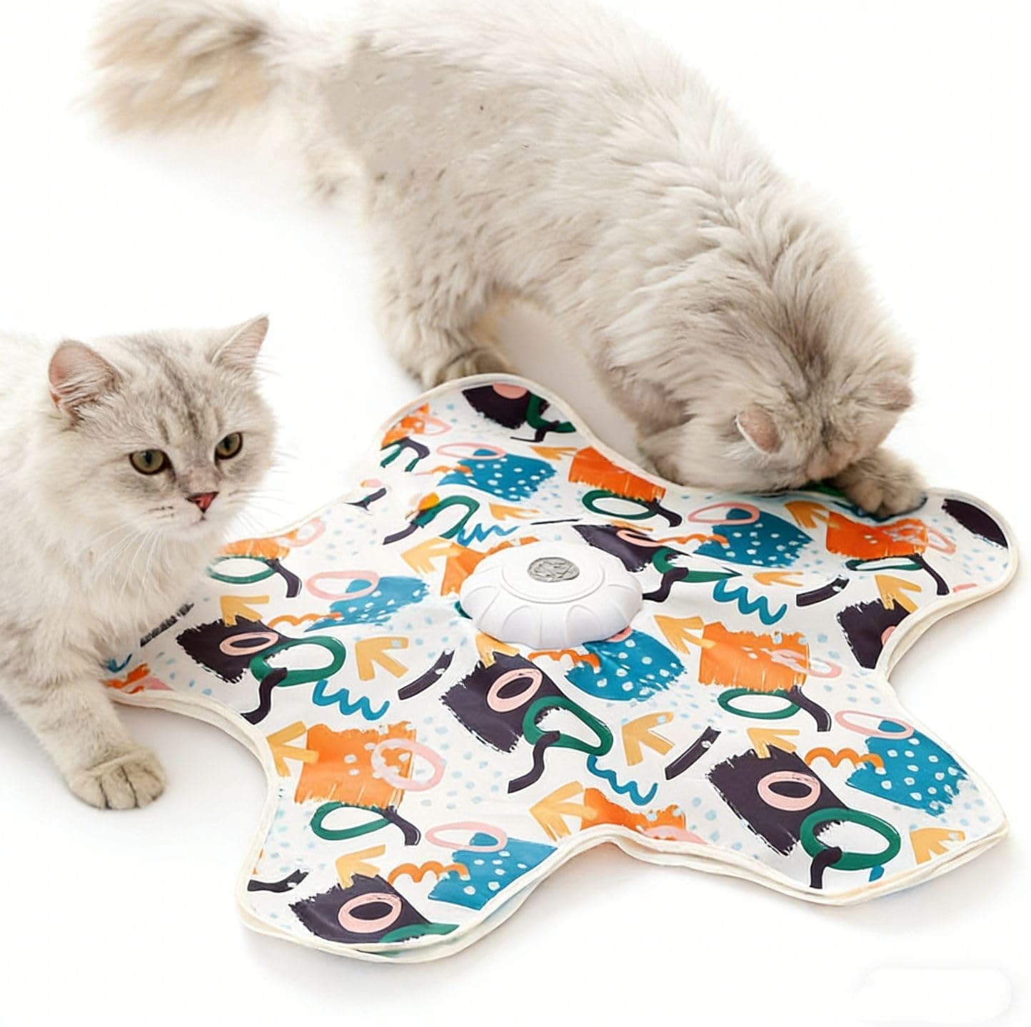Automatic Cat Hunting Game Mat with 360° Teaser Wand, USB-C Rechargeable Interactive Pet Toy for Indoor Cats, Self-Entertainment Hide-and-Seek Play Mat, Durable Fabric & ABS Construction