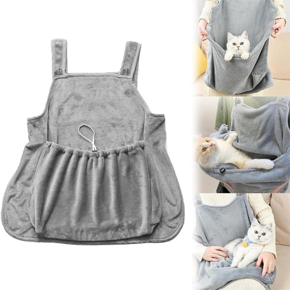 Soft Sided Pet Carrier Apron - Fleece Dog Cat Sling Carrier for Cuddling and Bonding - Hands Free Pet Wearing Pouch for Small Dogs and Cats - Indoor and Outdoor Pet Carrying Tool with Leg Openings, photo 1 of 5