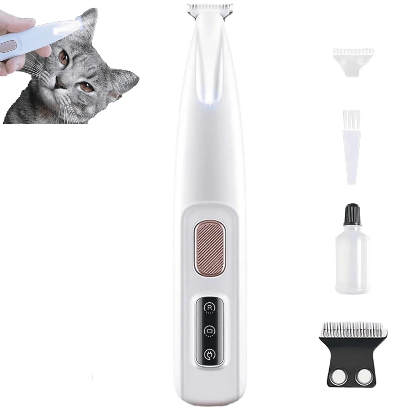 Cat Grooming Trimmer - Rechargeable Low Noise Clipper with LED Light, Waterproof & Precision for Sensitive Areas, photo 1 of 10