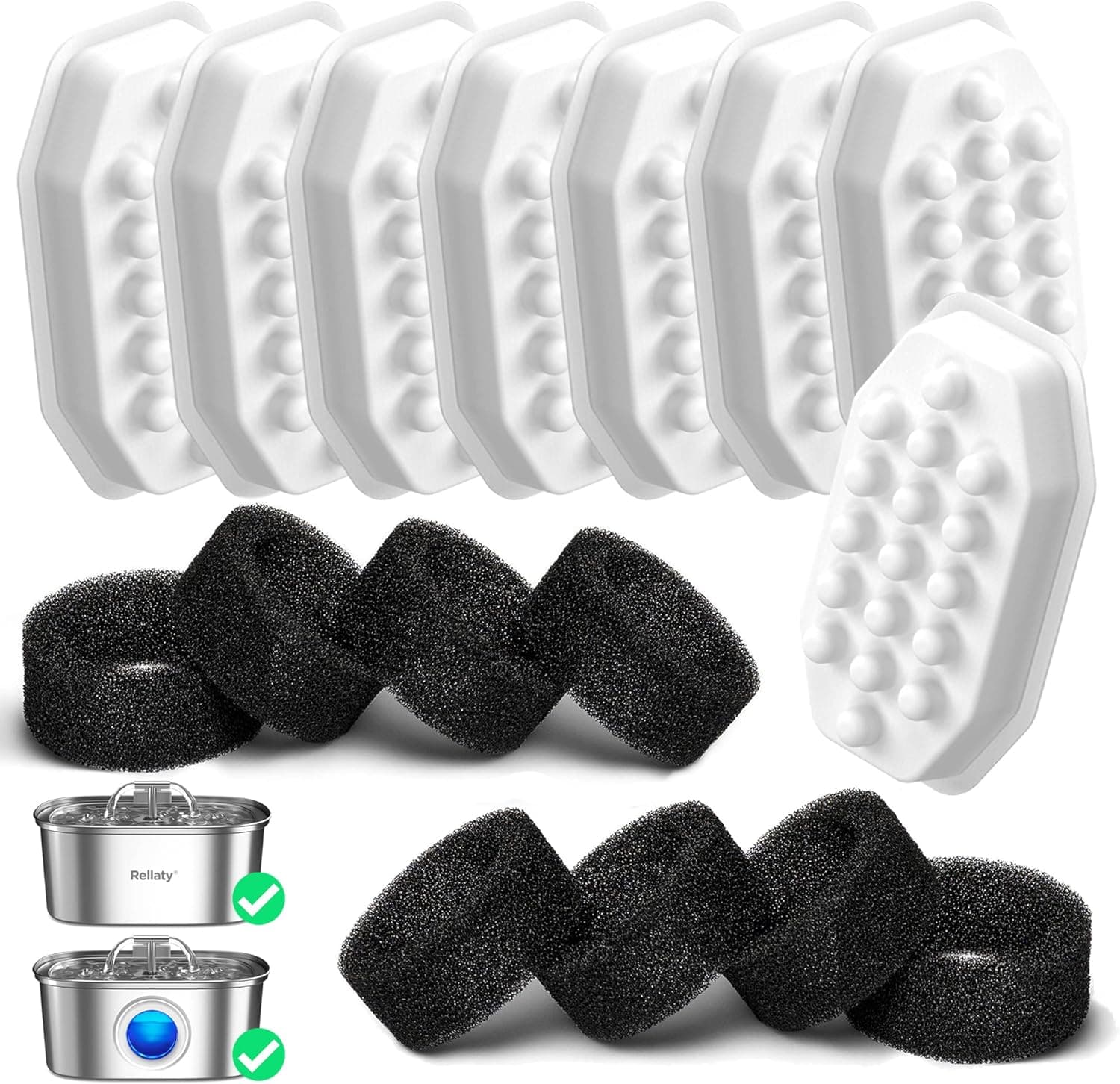 Official Cat Water Fountain Filters Replacement & Pre-Filter Sponges for 3.2L/108oz Automatic Pet Water Dispenser, photo 1 of 7