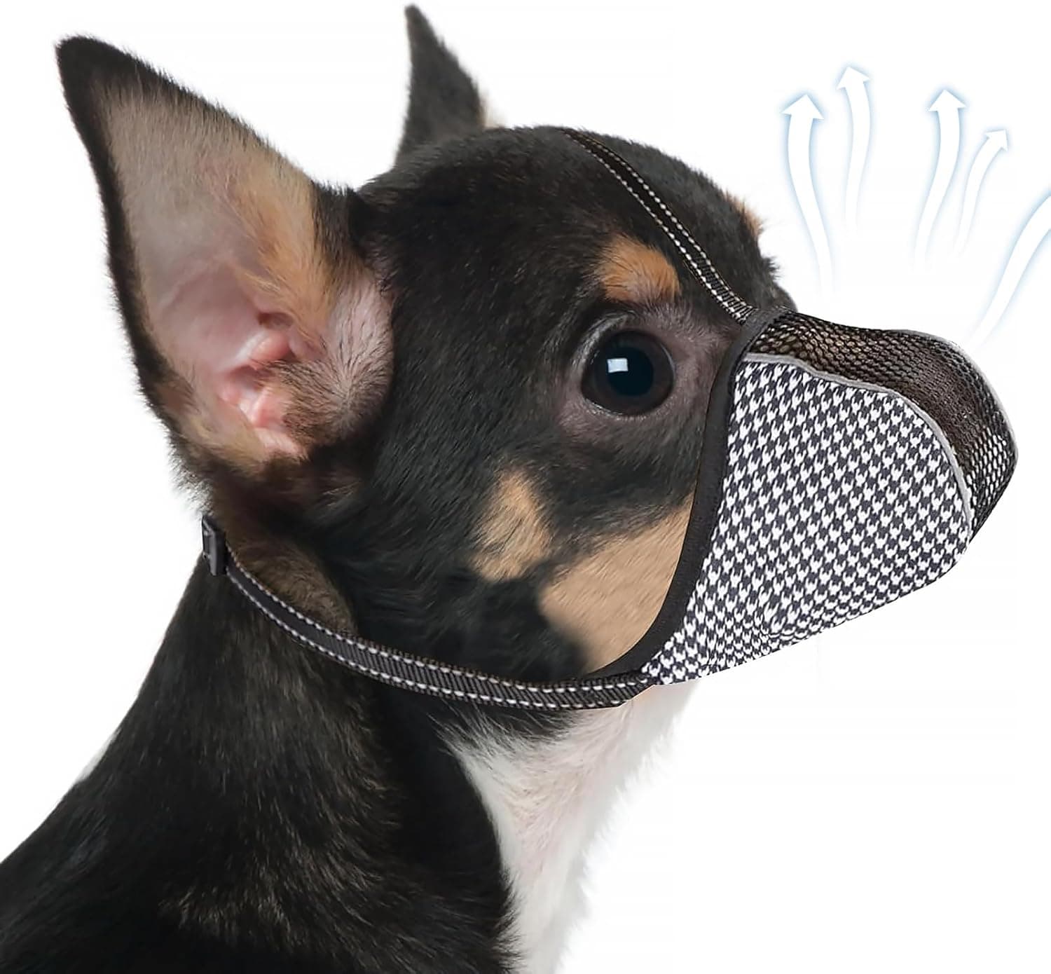 Muzzle for Small Dogs with Adjustable Straps, Breathable Mesh Small Dog Muzzle for Biting Chewing Licking Grooming or Eating Everything, Reflective Tape Design, Lightweight and Portable (XS), photo 1 of 7