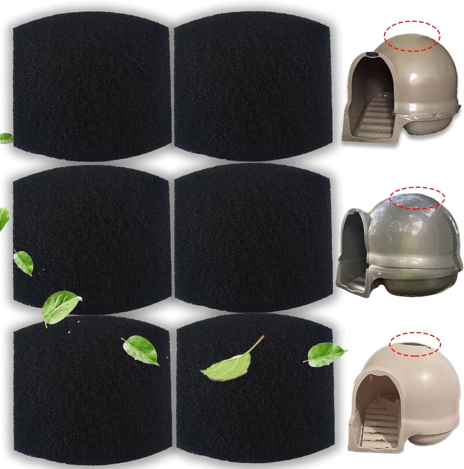Carbon Filters Compatible with Petmate Booda Clean Step Cat Litter Box - Thickened and Durable Activated Charcoal Filters, Absorb Odors/Control Damp from Pets/Keep Home Fresh (6 Pack), photo 1 of 7