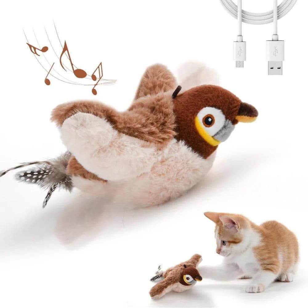 Cat Squeaky Toys Rechargeable Interactive Cat Toy Touch Activated Kitten Plush Pet Toys Brown, photo 1 of 4