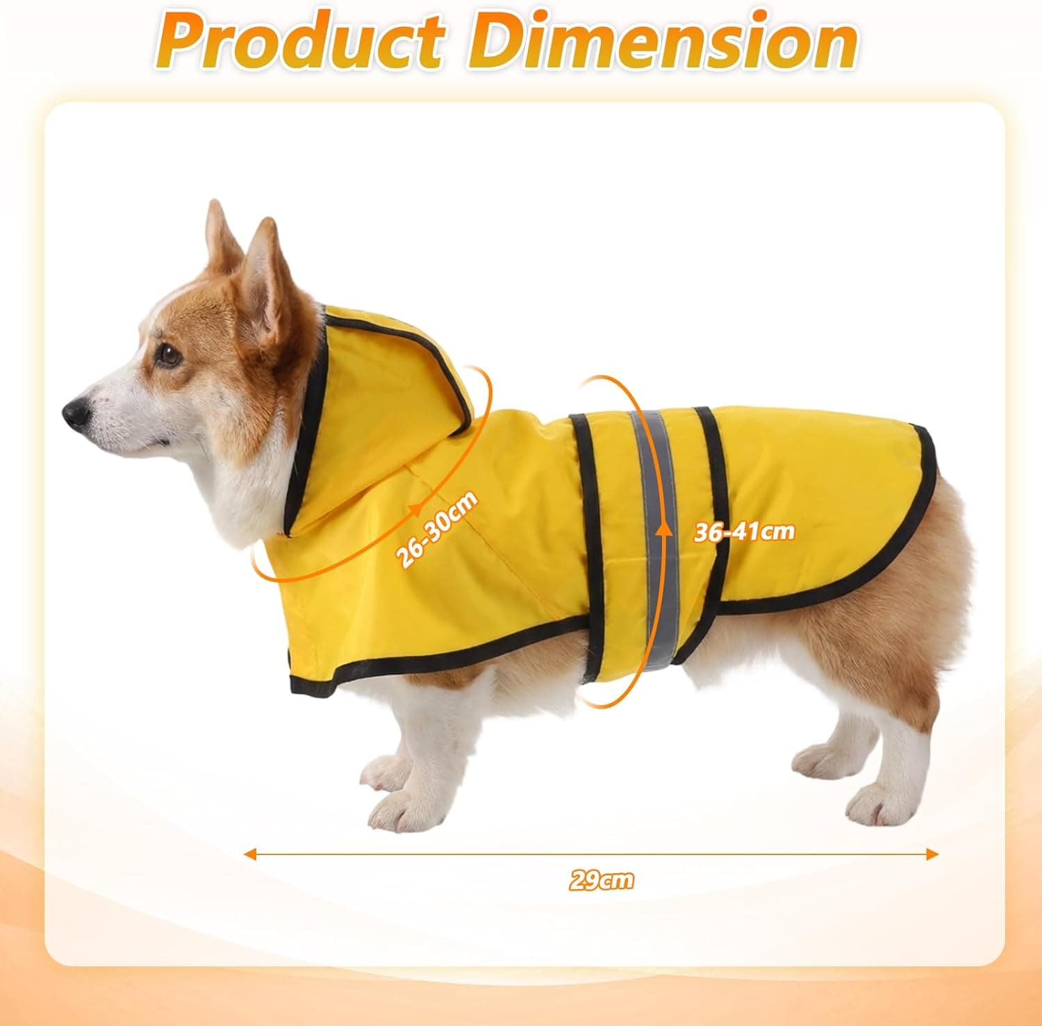 Dog Raincoat with Hood, Rain Jacket for Dogs Waterproof with Reflective Safety Hooded Slicker Poncho, Convenient Leash Hole & Adjustable Fit, Perfect for Small, Medium, and Large Dogs (Yellow M Size), photo 1 of 6