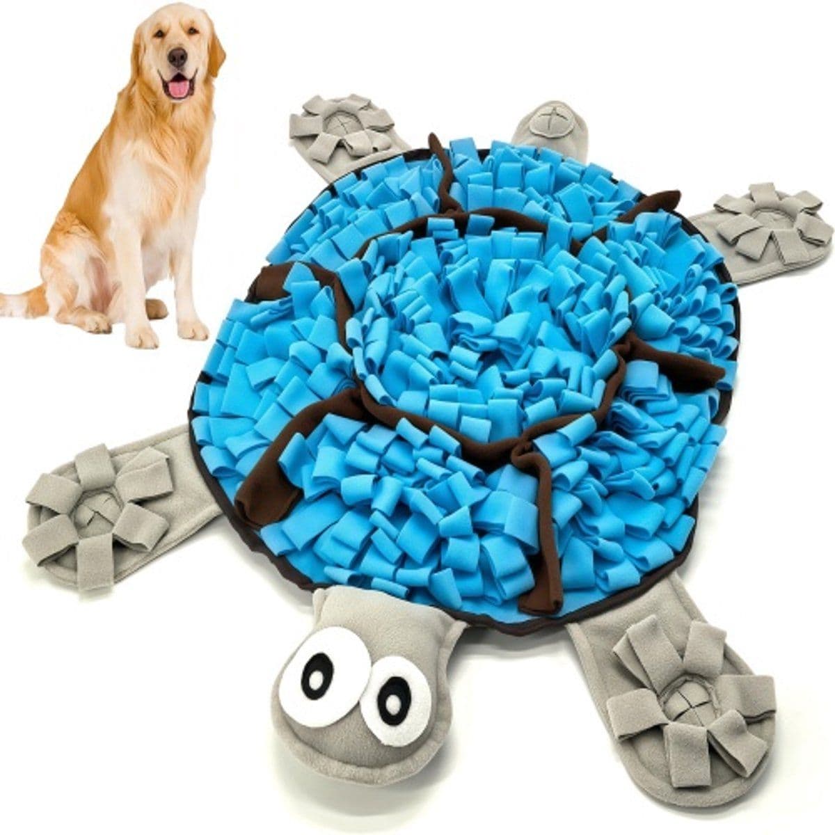 Dog Snuffle Mat for Dogs, Slow Feeder Sniffing Feeding Mat, Durable Washable Portable Nosework Mat for Small to Large Breeds, Turtle Design, Blue, photo 1 of 7