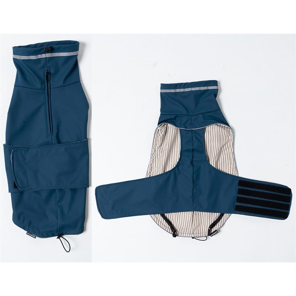 Dog spring jacket, waterproof and dustproof high neck pet dog raincoat, windproof extended cover, deep blue S, photo 1 of 5