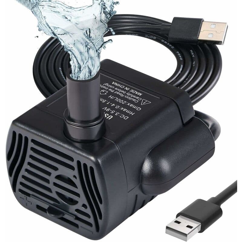 Submersible Water Pump, Aquarium Pump Adjustable 200L/H 3W Ultra-Quiet Catit Usb Pump For Pond Fish Tank Fountain Fish, photo 1 of 4