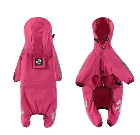 And Trim Waterproof Four-Legged Dog Raincoat with Leash Hole for Small Breeds