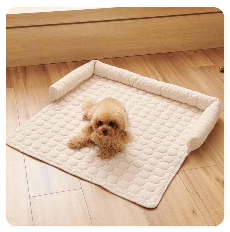 Pet Sofa Protector & Calming Bolster Bed with Diamond Lattice - 75x75CM Thickened Non Slip Furniture Cover for Cats & Dogs