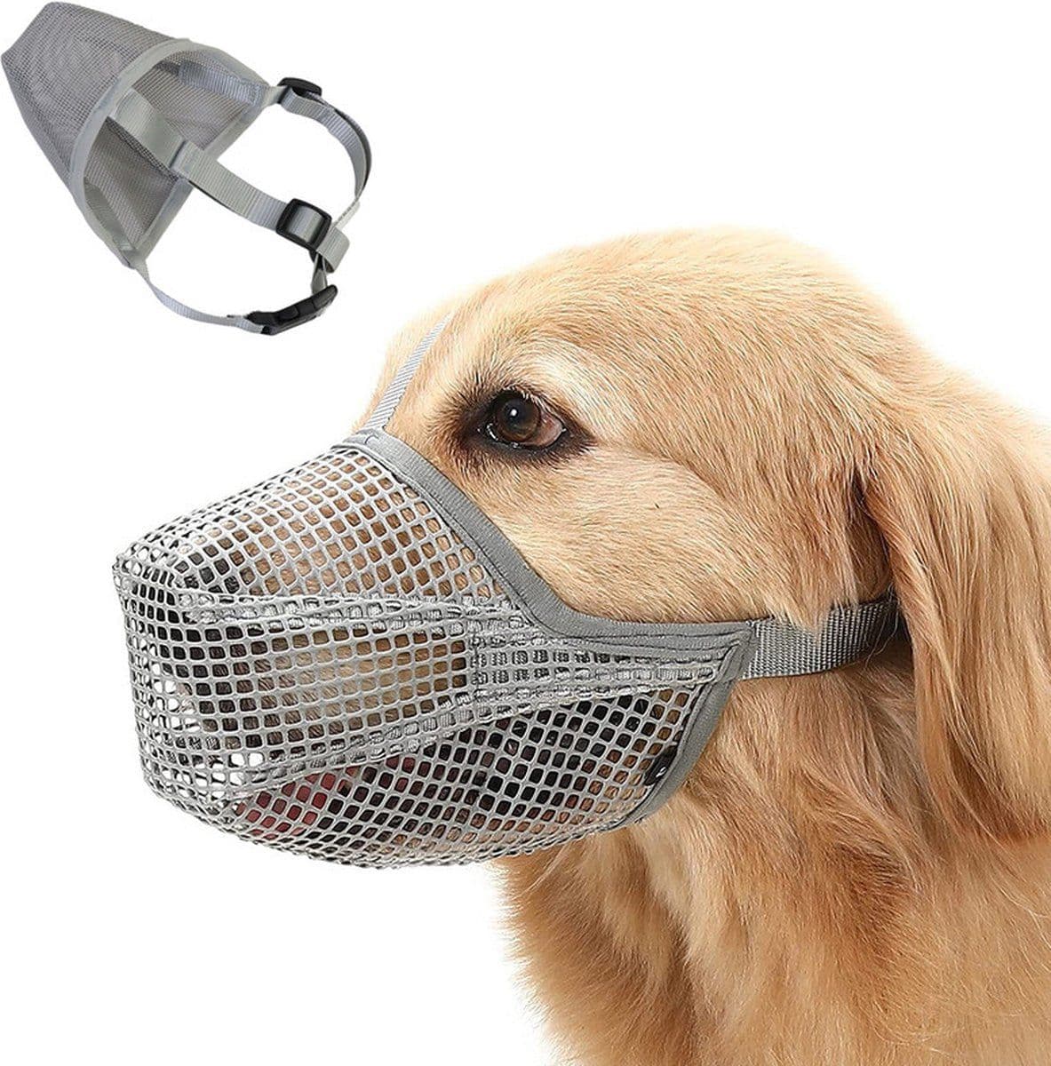 Adjustable Dog Muzzle, Breathable PVC Mesh Anti Bite Anti Eating Mask, For Small Medium Large Dogs Walking Training, Gray, photo 1 of 5
