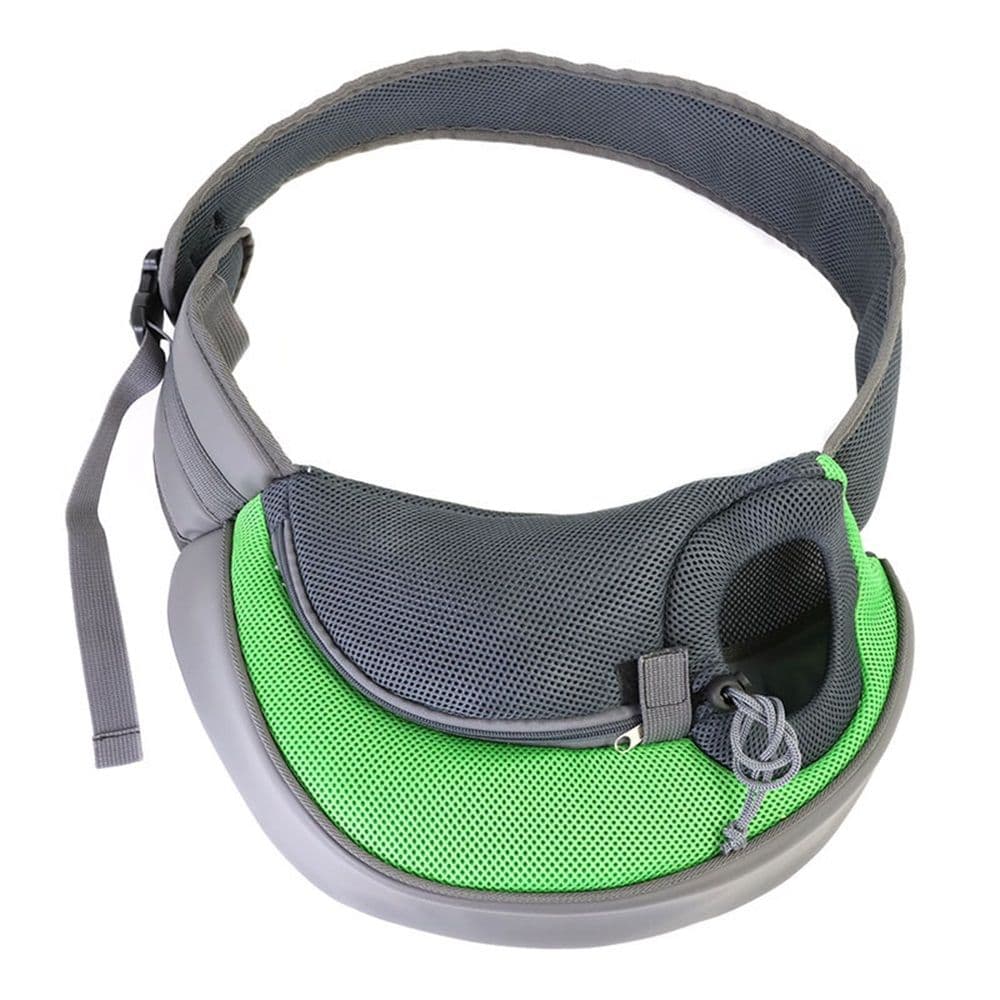 Pet Sling Carrier - Small Dog Puppy Cat Carrying Bag Purse Pouch - Hiking Travel Front Chest Body Holder Pack to Wear (Green,trumpet), photo 1 of 5