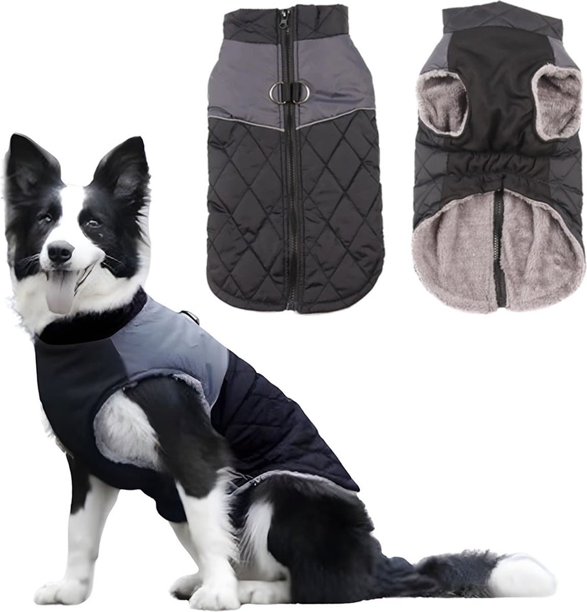 Dog Coat - Dog Raincoat - Dog Sweater - Warm Dog Windproof Coat - Waterproof Dog Winter Coat - Lined Dog Coat with Zipper - Size XS - Extra Warm - Coat - Pet Clothing - Black - Suitable for Dogs Indoors and Outdoors Camping Walking, photo 1 of 5