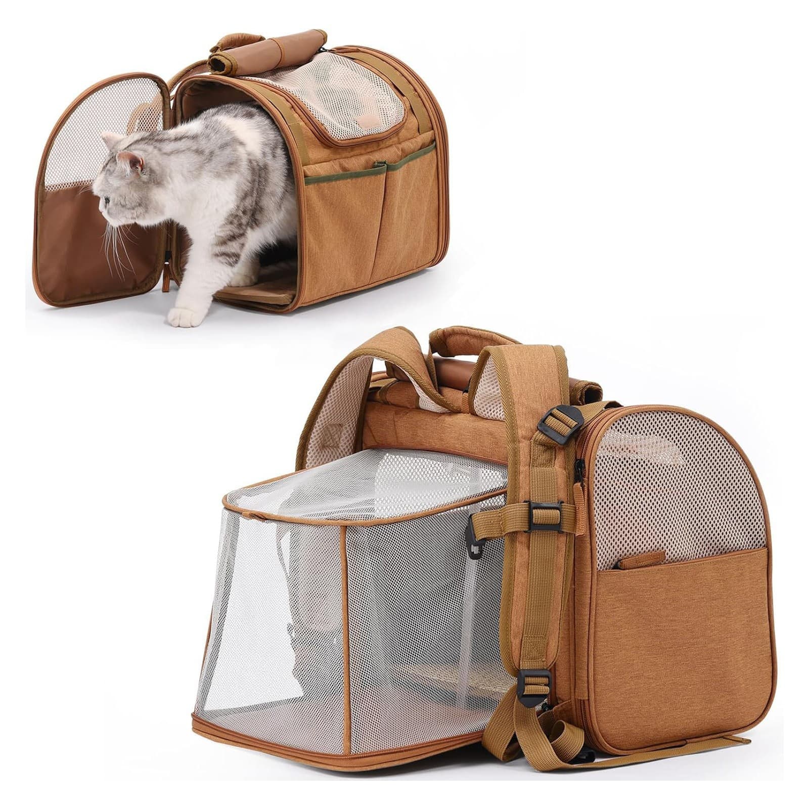 Expandable Breathable Outdoor Portable Large Space Cat Backpack - Pet Carrier for Cats and Dogs