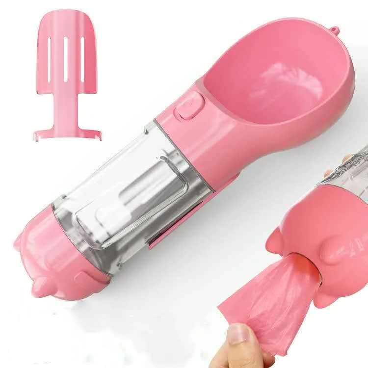 Portable Pet Water Bottle with Waste Bag Dispenser - 300ml Leak-Proof Travel Hydration Solution
