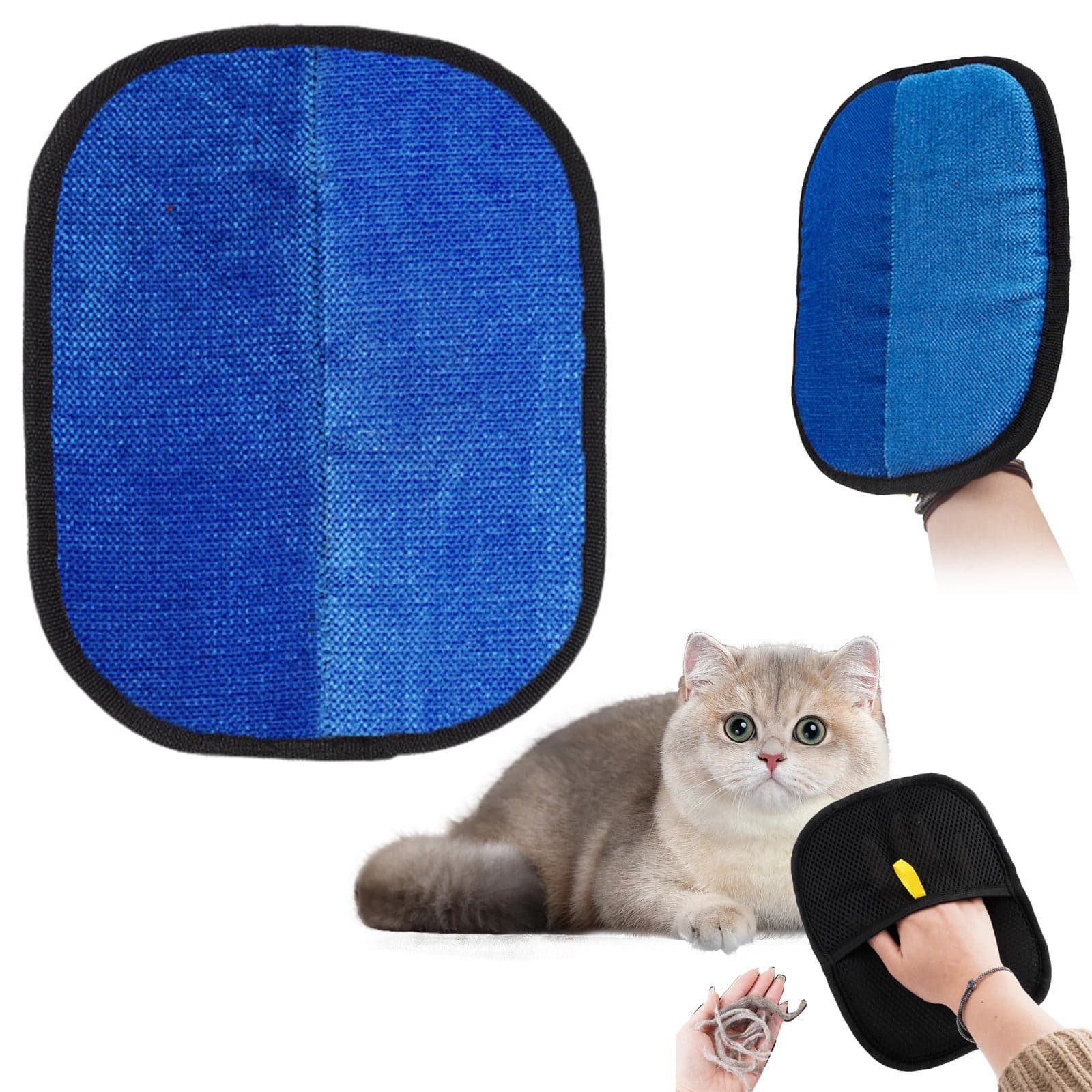 1 Pair Double-Sided Pet Grooming Gloves, Reusable Hair Removal Mitts for Cats and Dogs, Sofas, Clothing and Car Seats