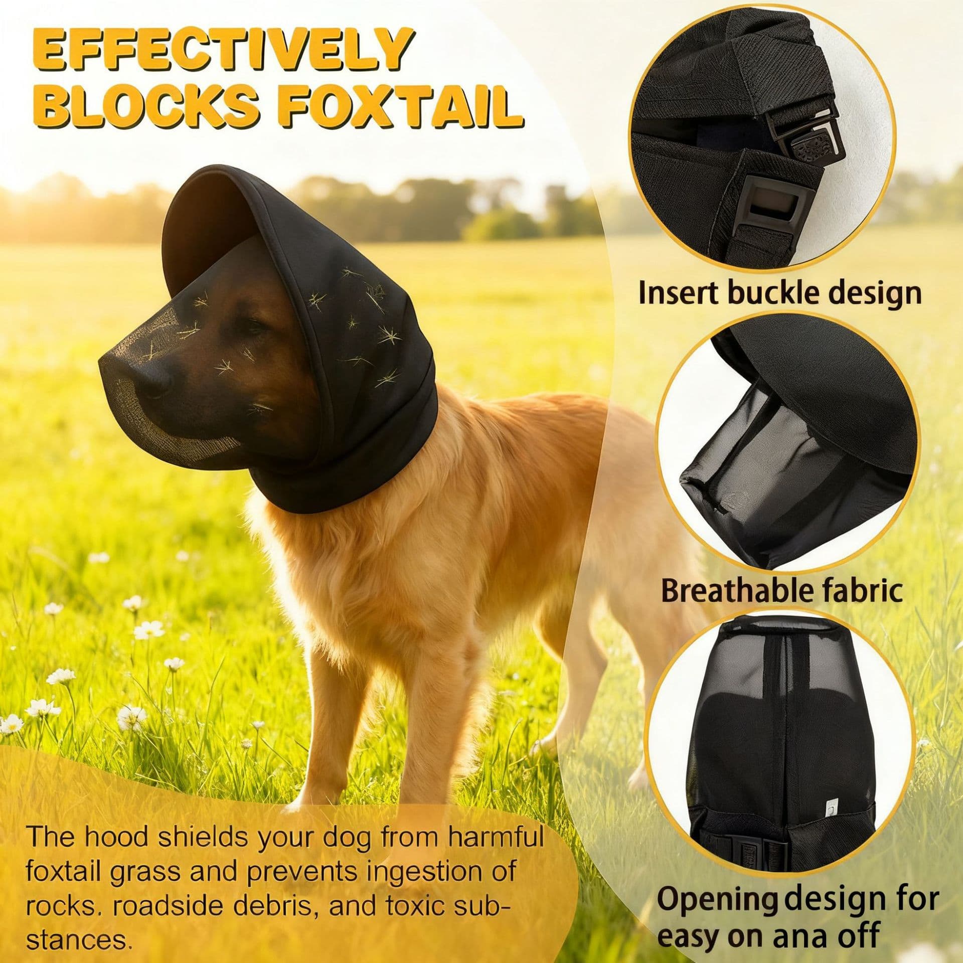 Mesh Net Hood for Dogs – Protective Face Cover Against Insects, Debris, and Oral Ingestion