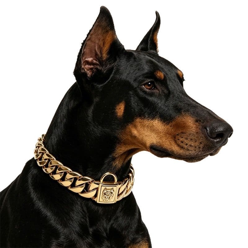 Premium Stainless Steel Cuban Link Dog Collar with Dog Head Buckle – Stylish, Durable, and Comfortable for Large Breeds, Perfect for Daily Walks and Fashion-Forward Pet Accessories, photo 1 of 10