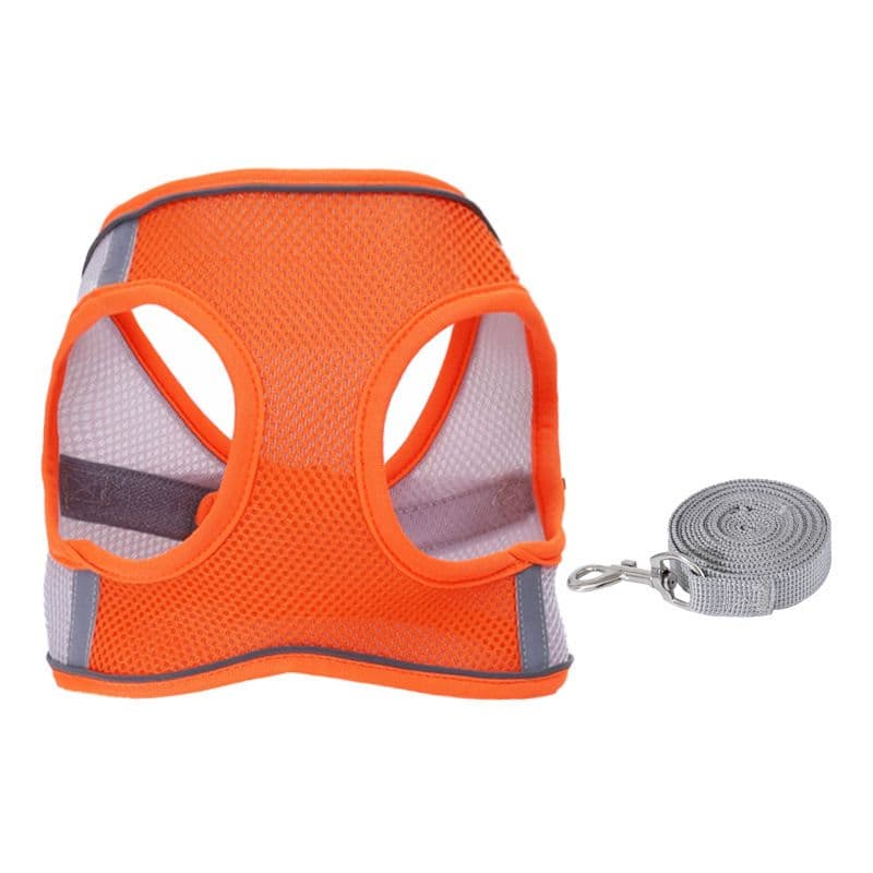 Pippi Dog Harness Polyester Breathable Mesh Orange