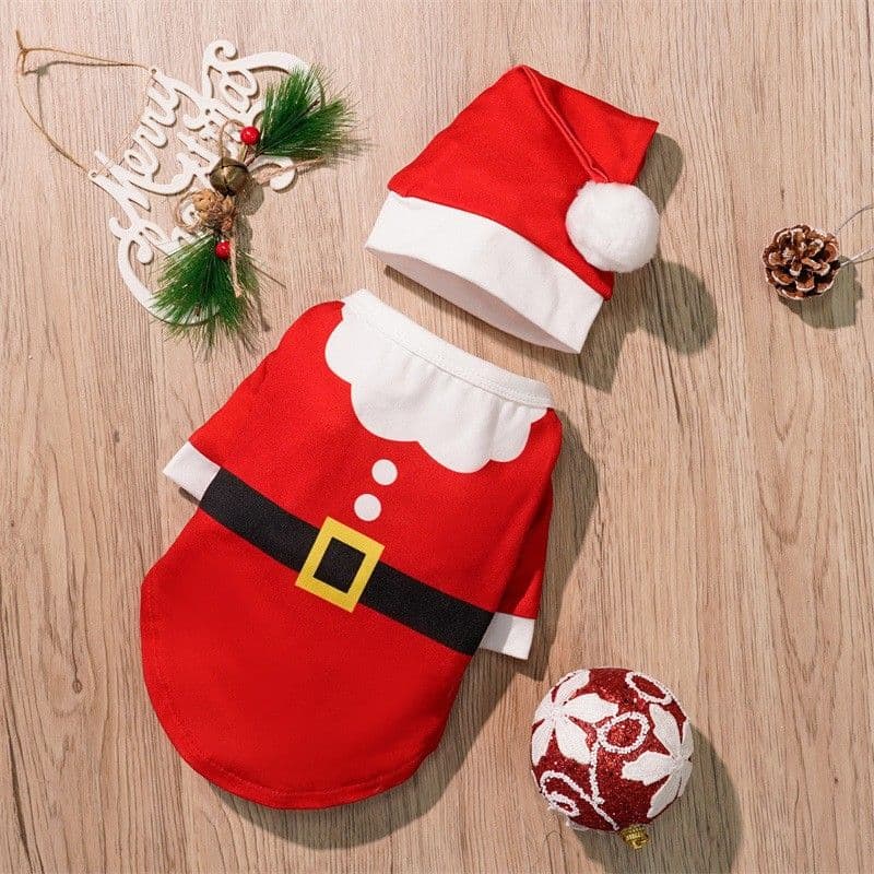 Christmas Pet Clothes Dog Cat Winter Cotton 144 cotton-padded coat - Red Christmas suit, photo 1 of 10