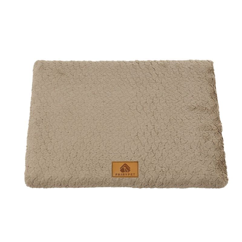 Pet Dog Bed Mat - Plush Short Fur Cover with Wave Foam Padding - Washable Removable Cover, Non-Slip Base, Warm Winter Cushion for Dogs and Cats, Multiple Sizes